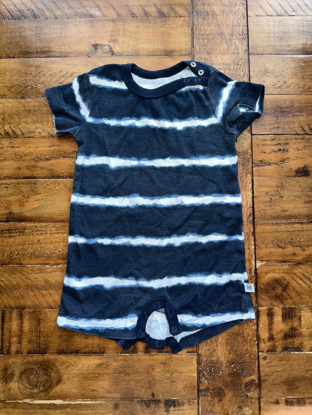 The Honest Company Navy & White Stripe Baby Romper